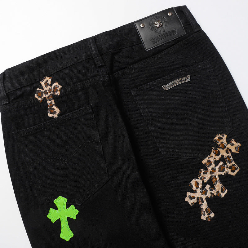 CHROME HEARTS JEANS BLACK GREEN LEOPARD - Vanté®