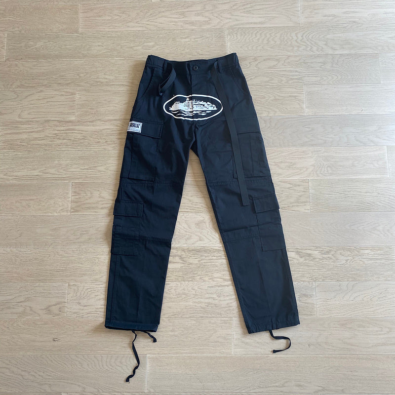 CORTEIZ ALCATRAZ CARGO PANTS BLACK/WHITE - Vanté®