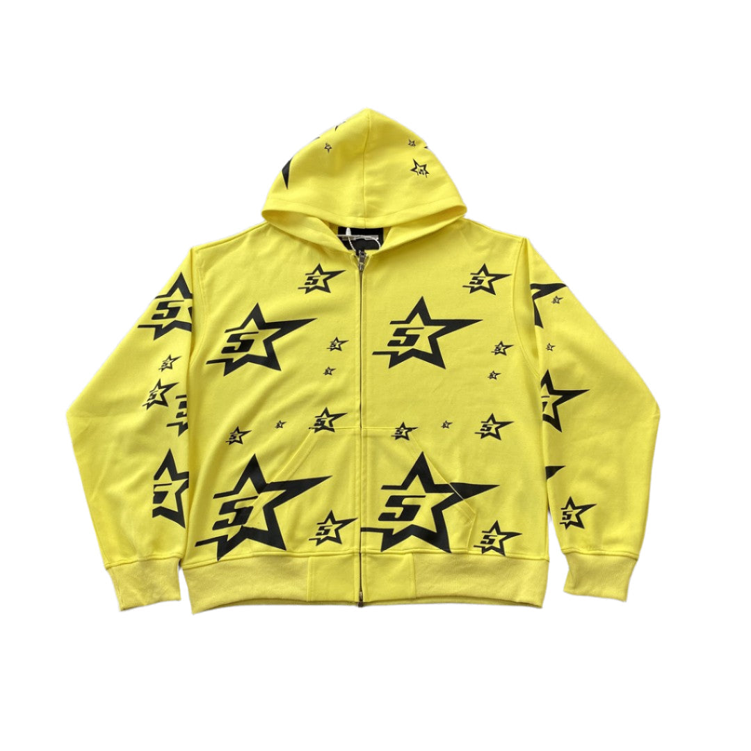 SP5DER DOUBLE LAYER 5 STAR ZIP HOODIE YELLOW - Vanté®