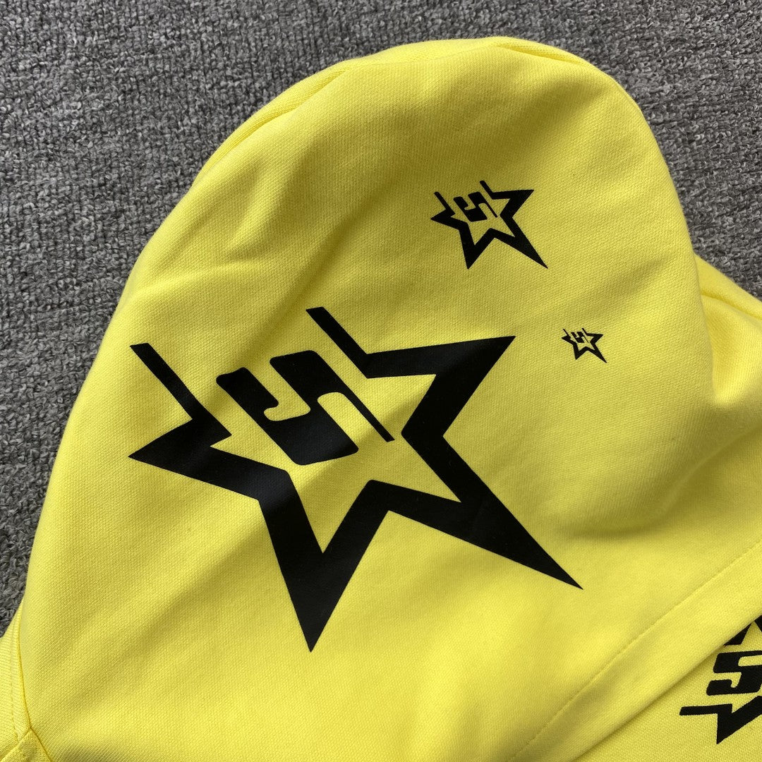 SP5DER DOUBLE LAYER 5 STAR ZIP HOODIE YELLOW - Vanté®