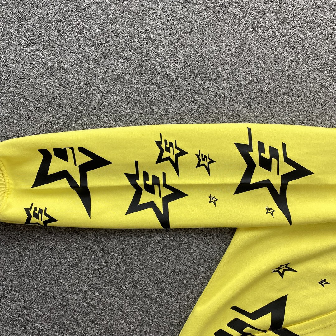 SP5DER DOUBLE LAYER 5 STAR ZIP HOODIE YELLOW - Vanté®