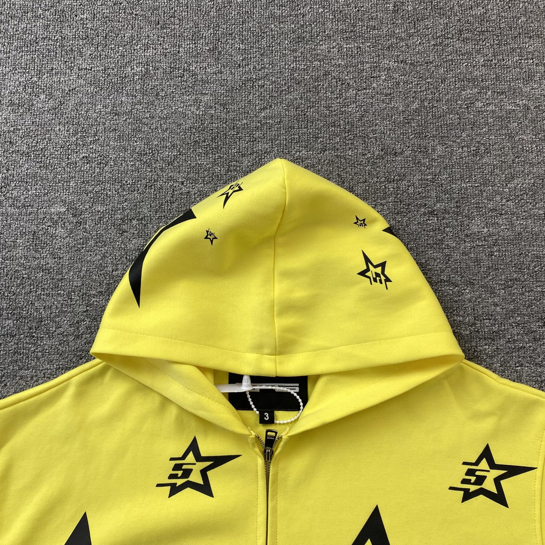 SP5DER DOUBLE LAYER 5 STAR ZIP HOODIE YELLOW - Vanté®