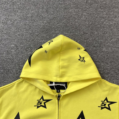 SP5DER DOUBLE LAYER 5 STAR ZIP HOODIE YELLOW - Vanté®