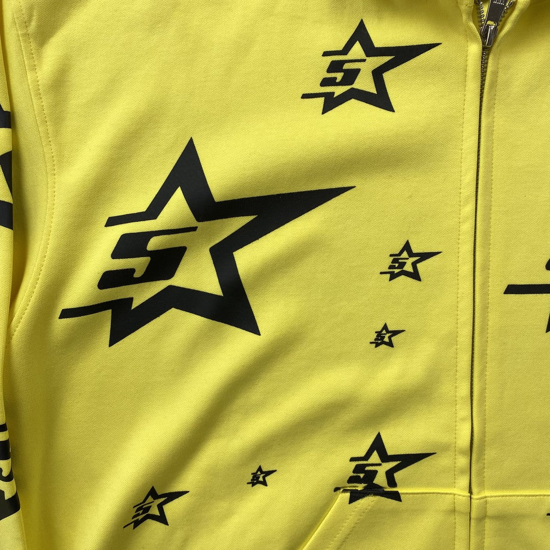 SP5DER DOUBLE LAYER 5 STAR ZIP HOODIE YELLOW - Vanté®