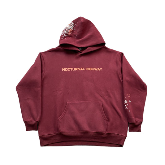 SP5DER NOCTURNAL HIGHWAY HOODIE BURGUNDY - Vanté®