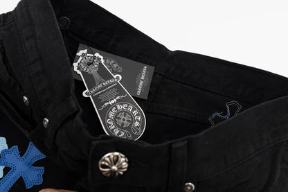 CHROME HEARTS MULTICOLOR CROSS PATCH JORTS BLACK - Vanté®