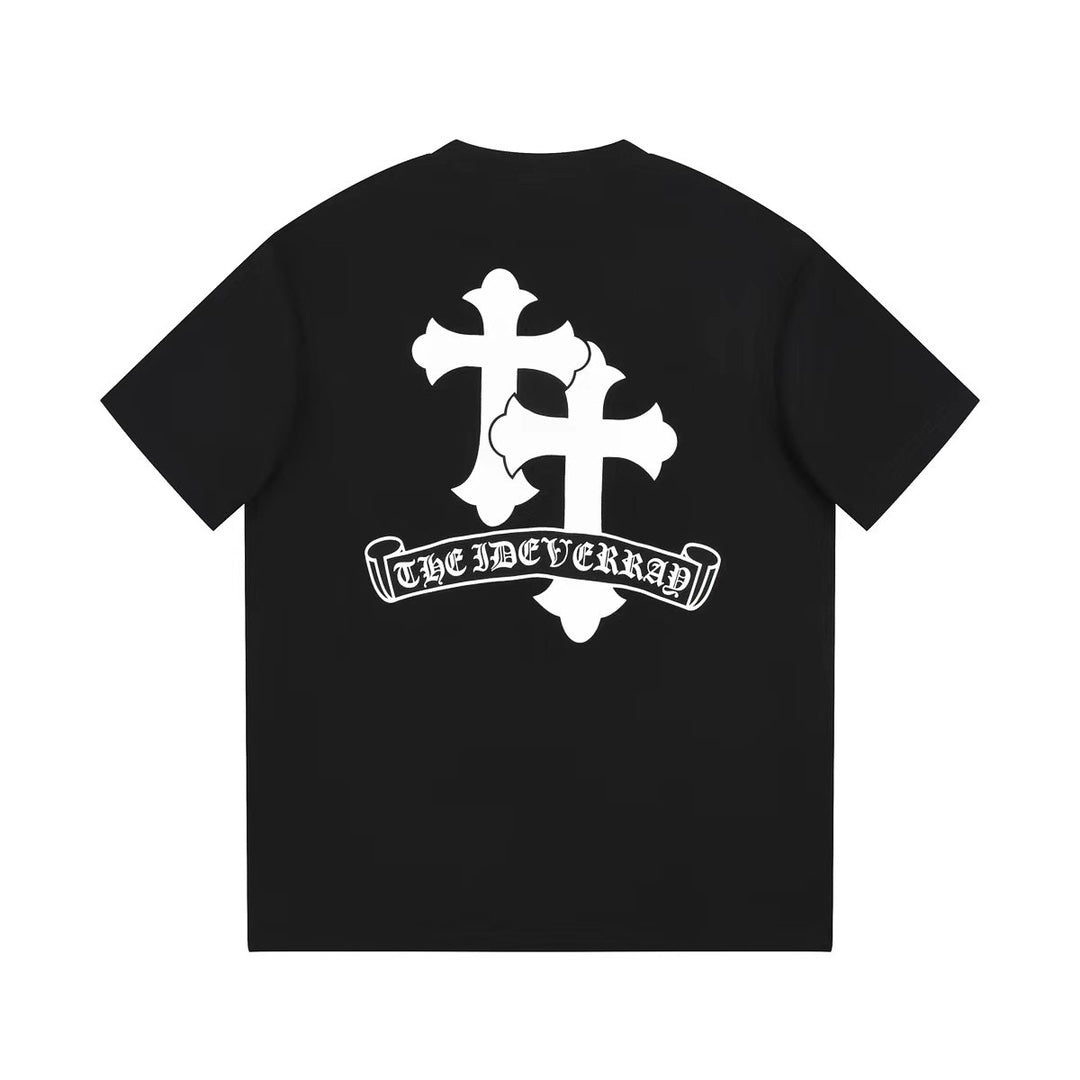 CHROME HEARTS WHITE DOUBLE CROSS T-SHIRT BLACK - Vanté®