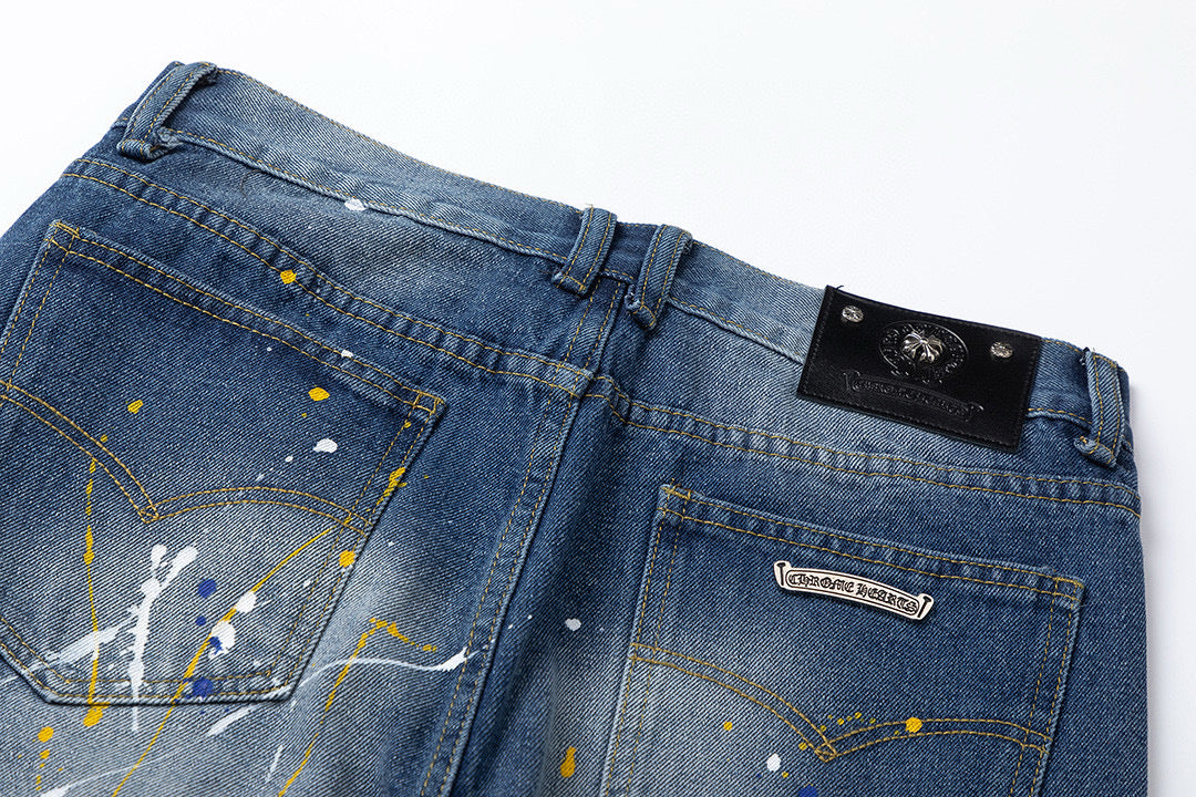 CHROME HEARTS GREEN CROSS PATCH JEANS DENIM - Vanté®