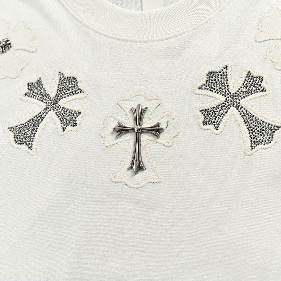 CHROME HEARTS CROSS PATCH COLLAR T-SHIRT WHITE - Vanté®