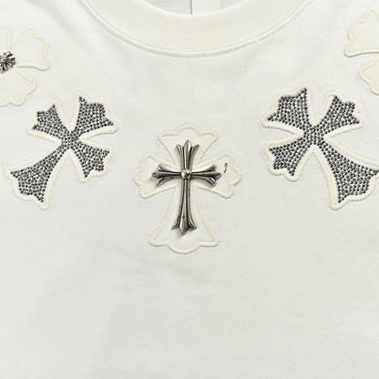 CHROME HEARTS CROSS PATCH COLLAR T-SHIRT WHITE - Vanté®