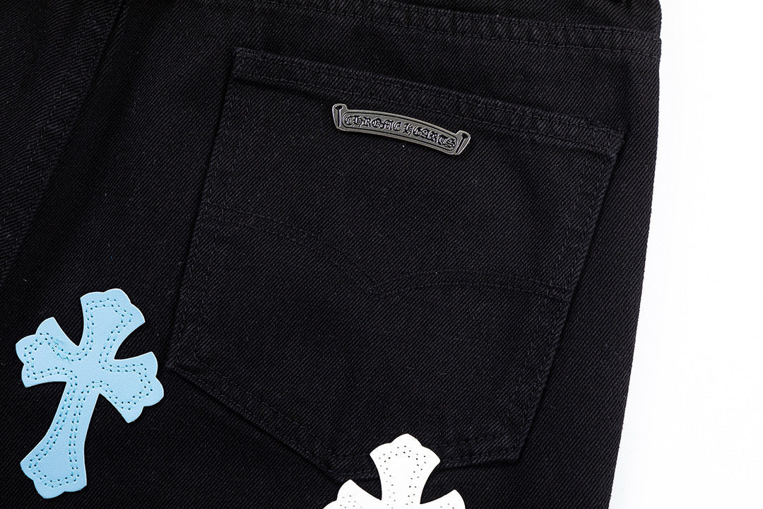 CHROME HEARTS BLUE CROSS PATCH JEANS BLACK - Vanté®