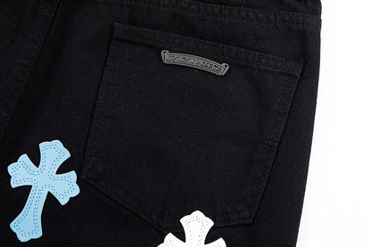CHROME HEARTS BLUE CROSS PATCH JEANS BLACK - Vanté®