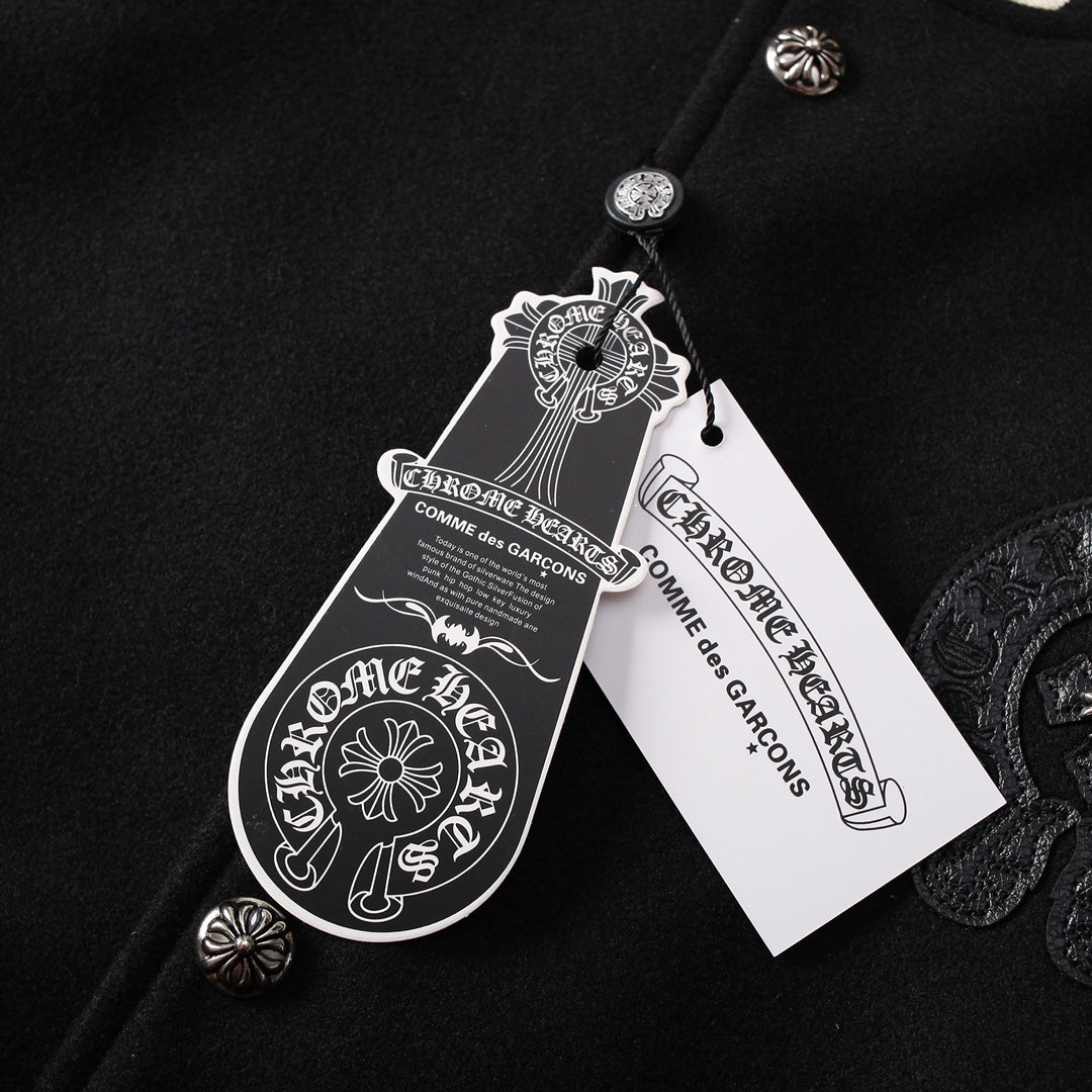 CHROME HEARTS HORSE SHOE LOGO VARSITY JACKET BLACK - Vanté®