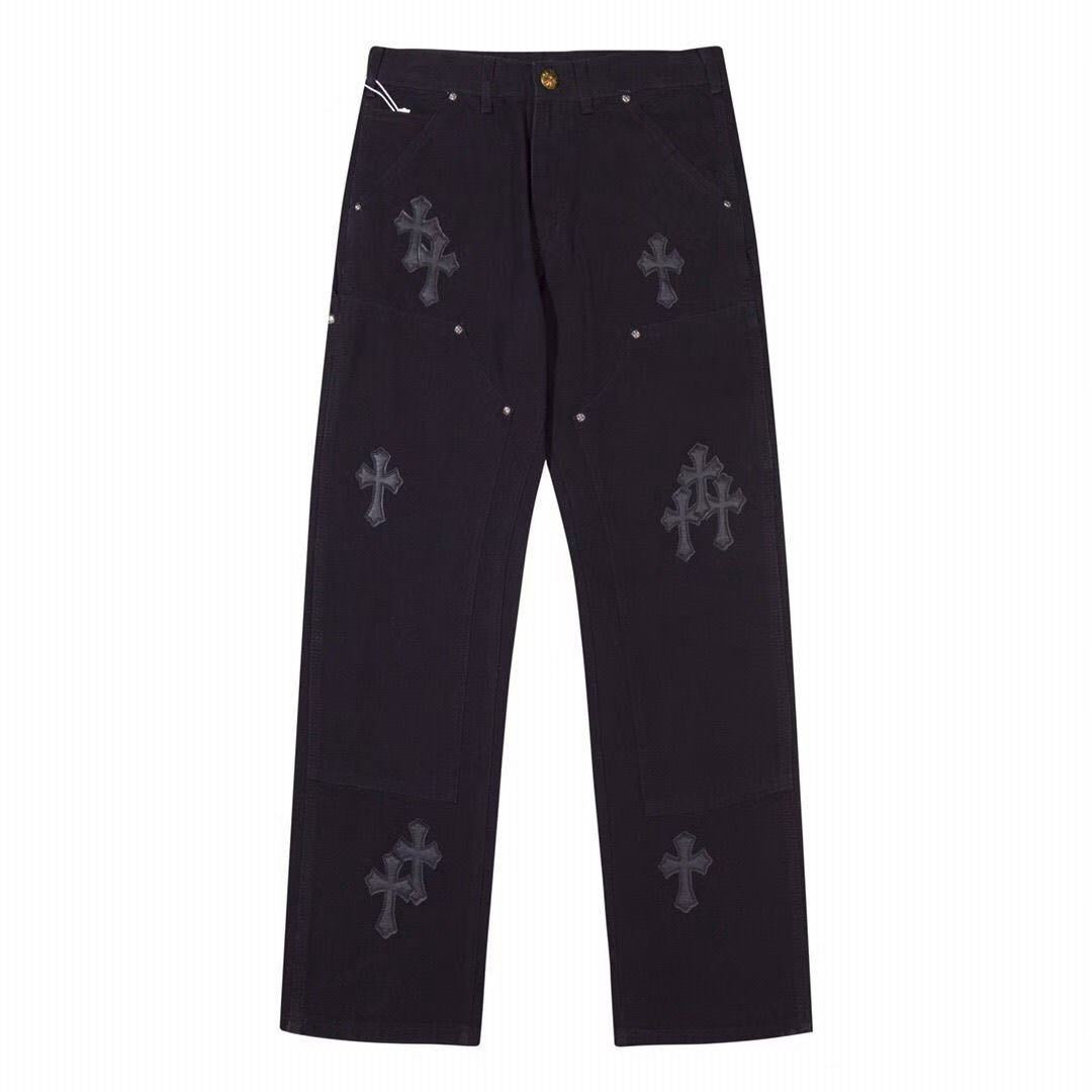 CHROME HEARTS BLACK DOUBLE KNEE CARPENTER JEANS - Vanté®