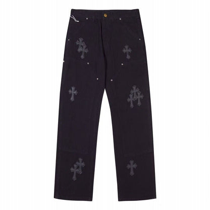 CHROME HEARTS BLACK DOUBLE KNEE CARPENTER JEANS - Vanté®