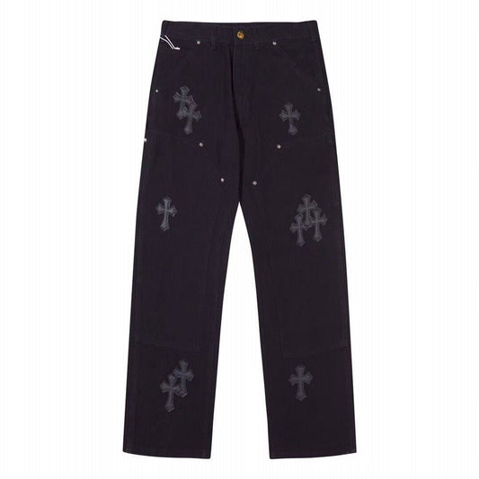 CHROME HEARTS BLACK DOUBLE KNEE CARPENTER JEANS - Vanté®
