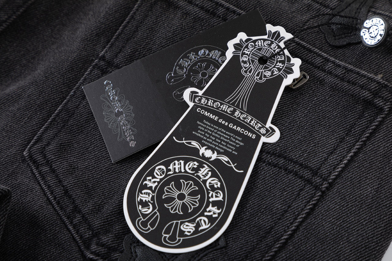 CHROME HEARTS BROWN CROSS PATCH JEANS BLACK - Vanté®
