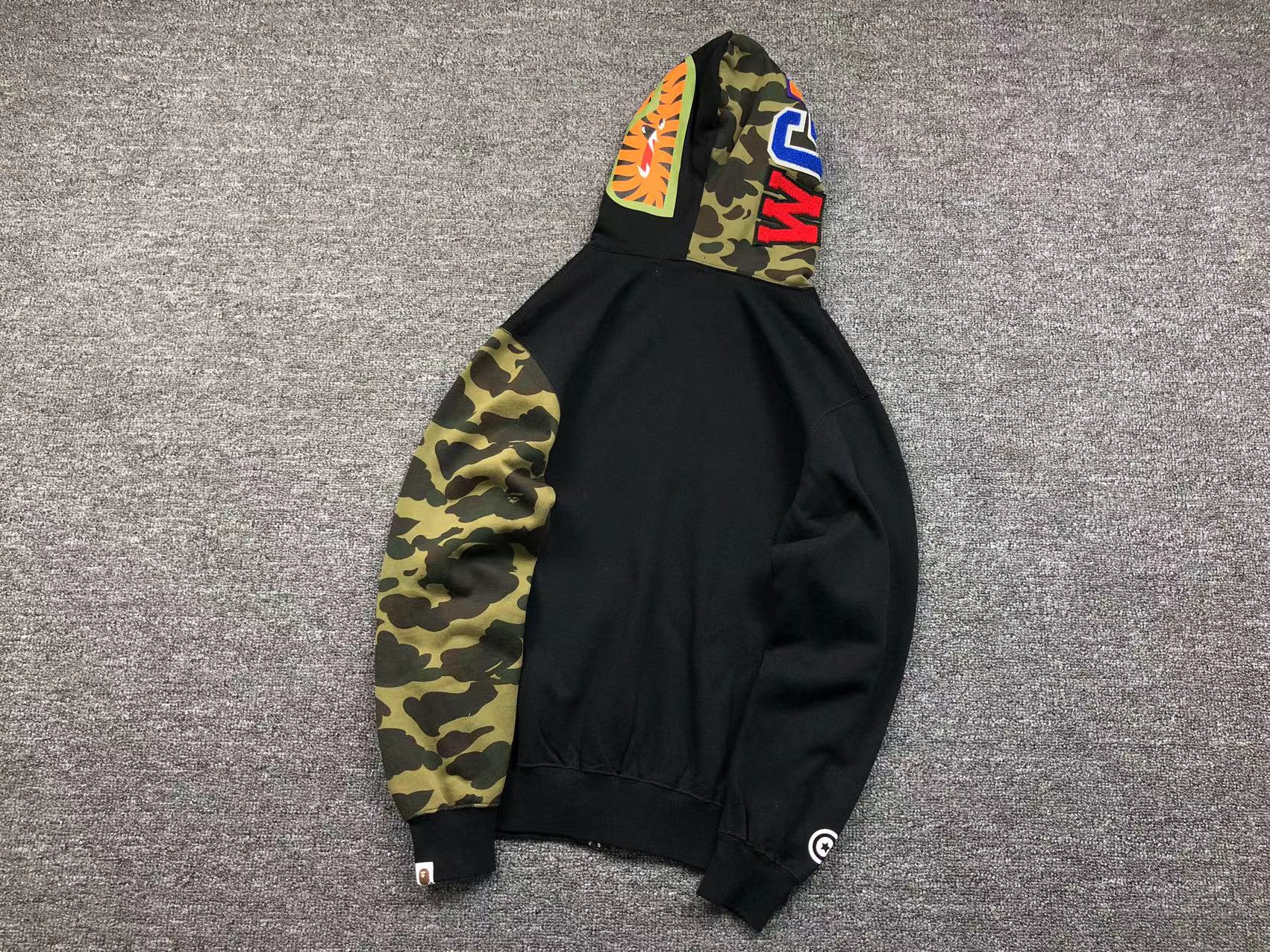 BAPE GREEN CAMO FULL ZIP HOODIE BLACK - Vanté®