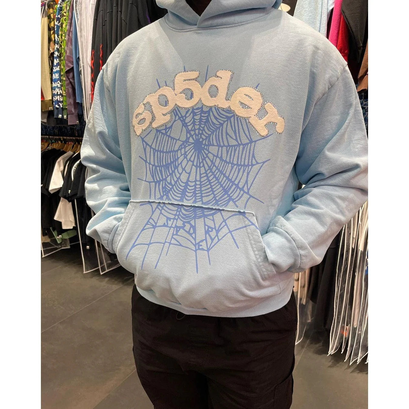 SP5DER WEB HOODIE SKY BLUE - Vanté®