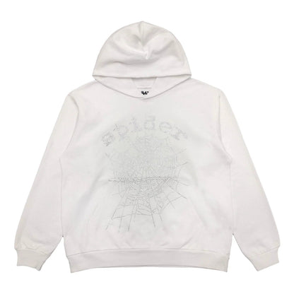 SP5DER OG RHINESTONE LOGO HOODIE WHITE - Vanté®
