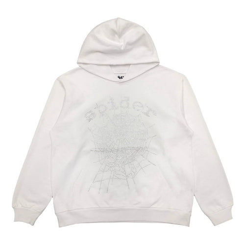 SP5DER OG RHINESTONE LOGO HOODIE WHITE - Vanté®