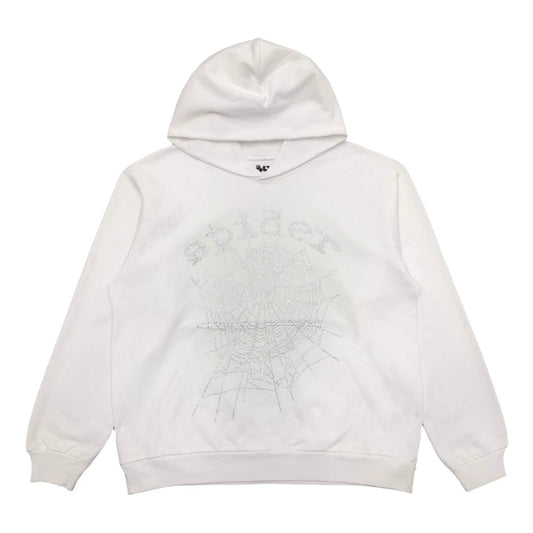 SP5DER OG RHINESTONE LOGO HOODIE WHITE - Vanté®