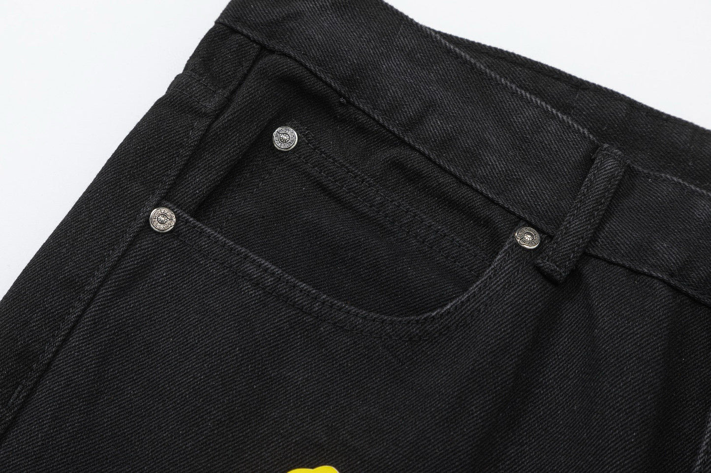 CHROME HEARTS YELLOW CROSS PATCH JEANS BLACK - Vanté®