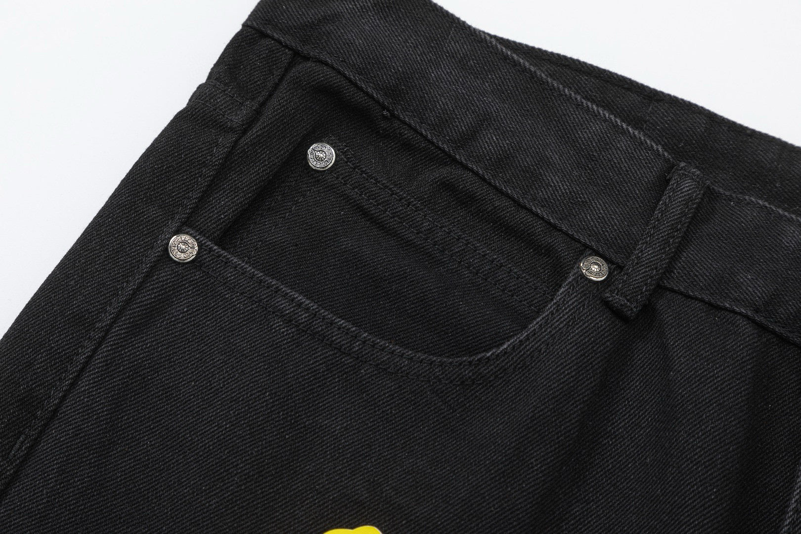 CHROME HEARTS YELLOW CROSS PATCH JEANS BLACK - Vanté®
