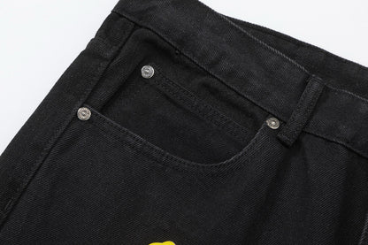 CHROME HEARTS YELLOW CROSS PATCH JEANS BLACK - Vanté®