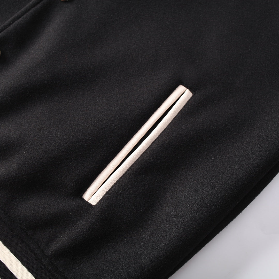 CHROME HEARTS HORSE SHOE LOGO VARSITY JACKET BLACK - Vanté®