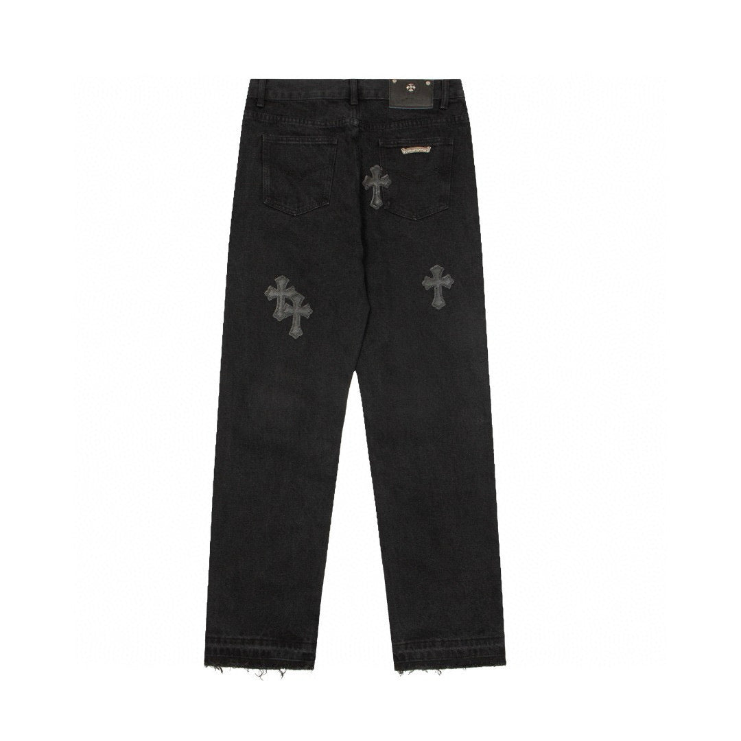 CHROME HEARTS BLACK CROSS PATCH JEANS BLACK - Vanté®