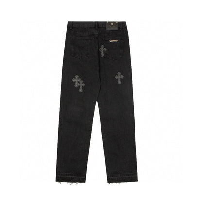 CHROME HEARTS BLACK CROSS PATCH JEANS BLACK - Vanté®
