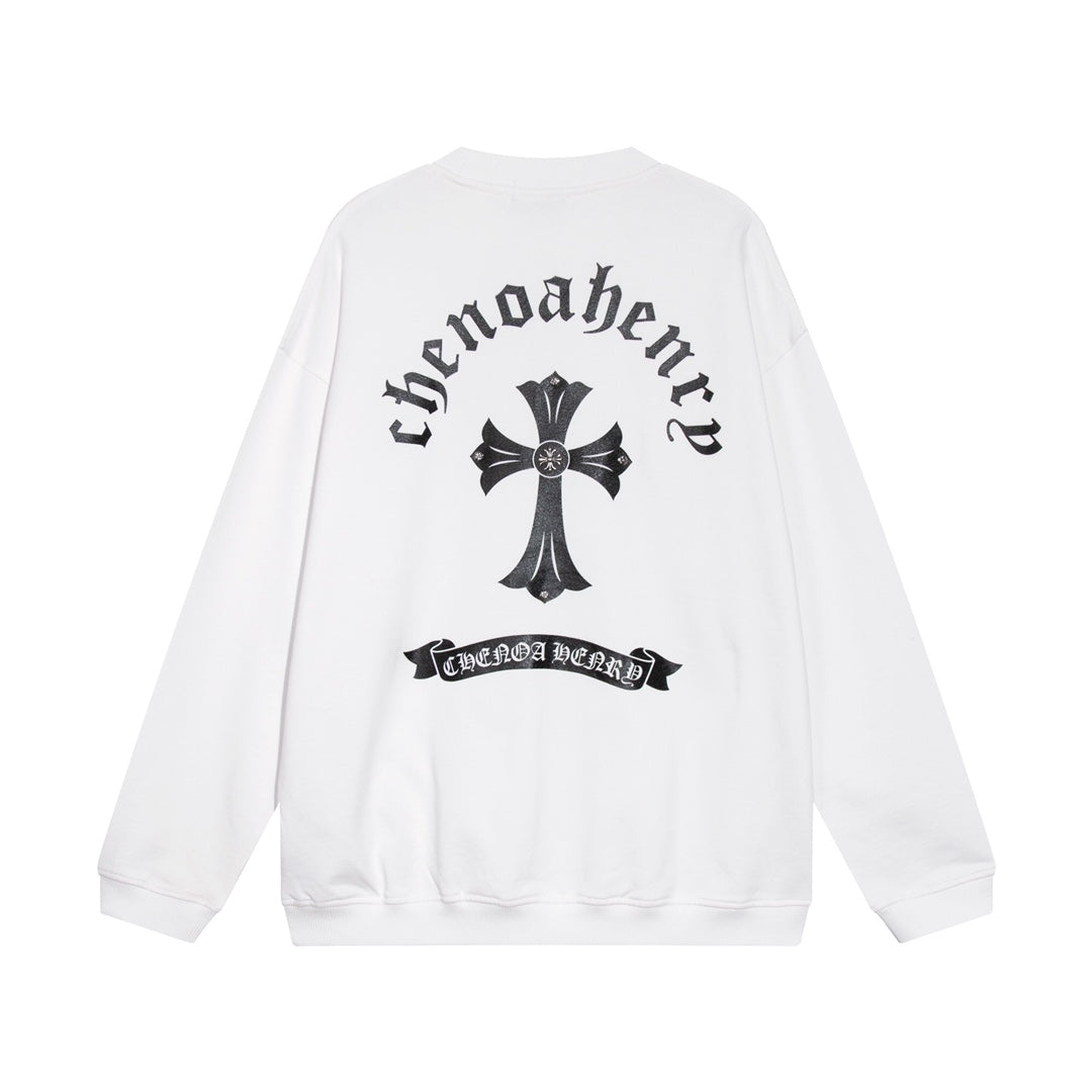 CHROME HEARTS BLACK CROSS SWEATSHIRT WHITE - Vanté®