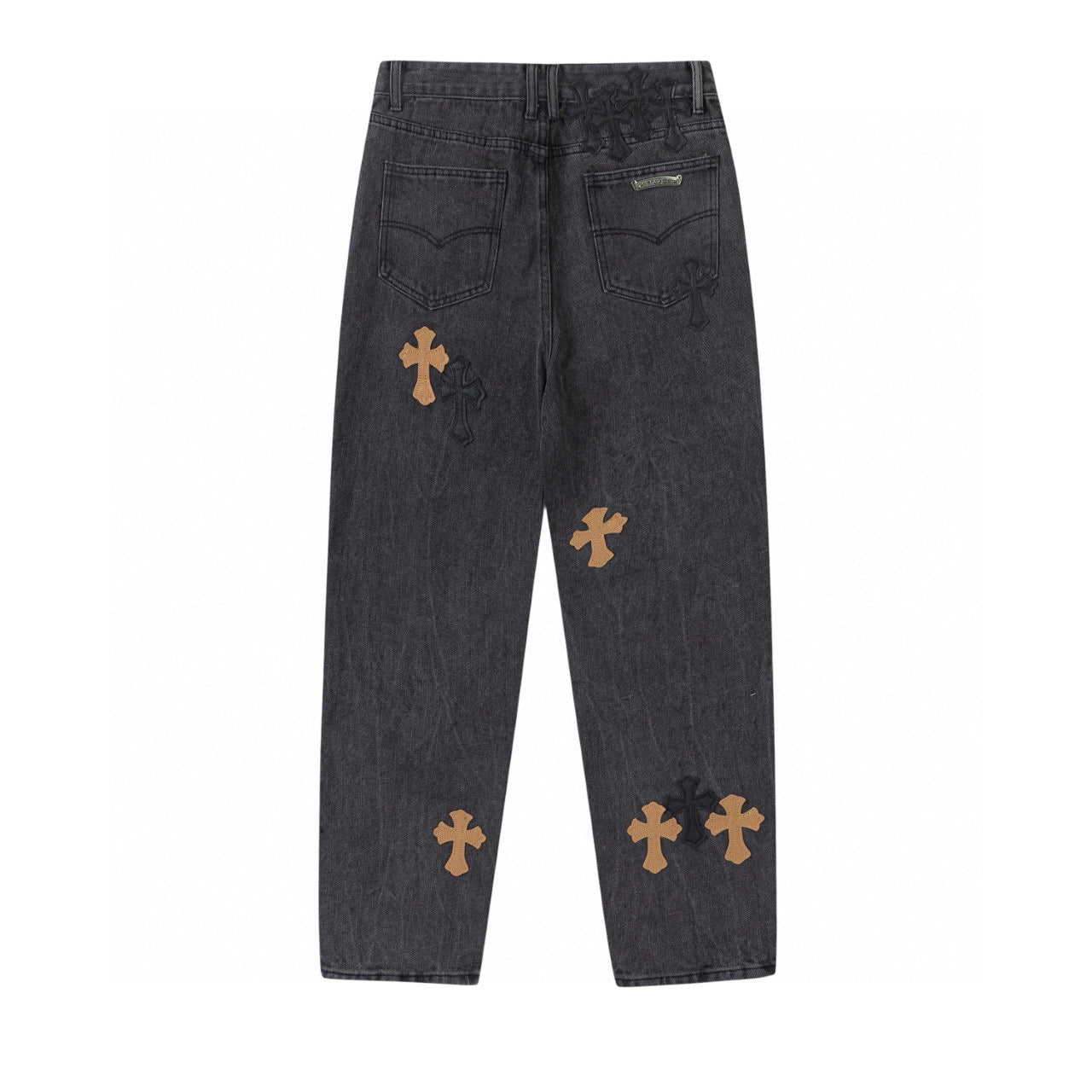 CHROME HEARTS BROWN CROSS PATCH JEANS BLACK - Vanté®