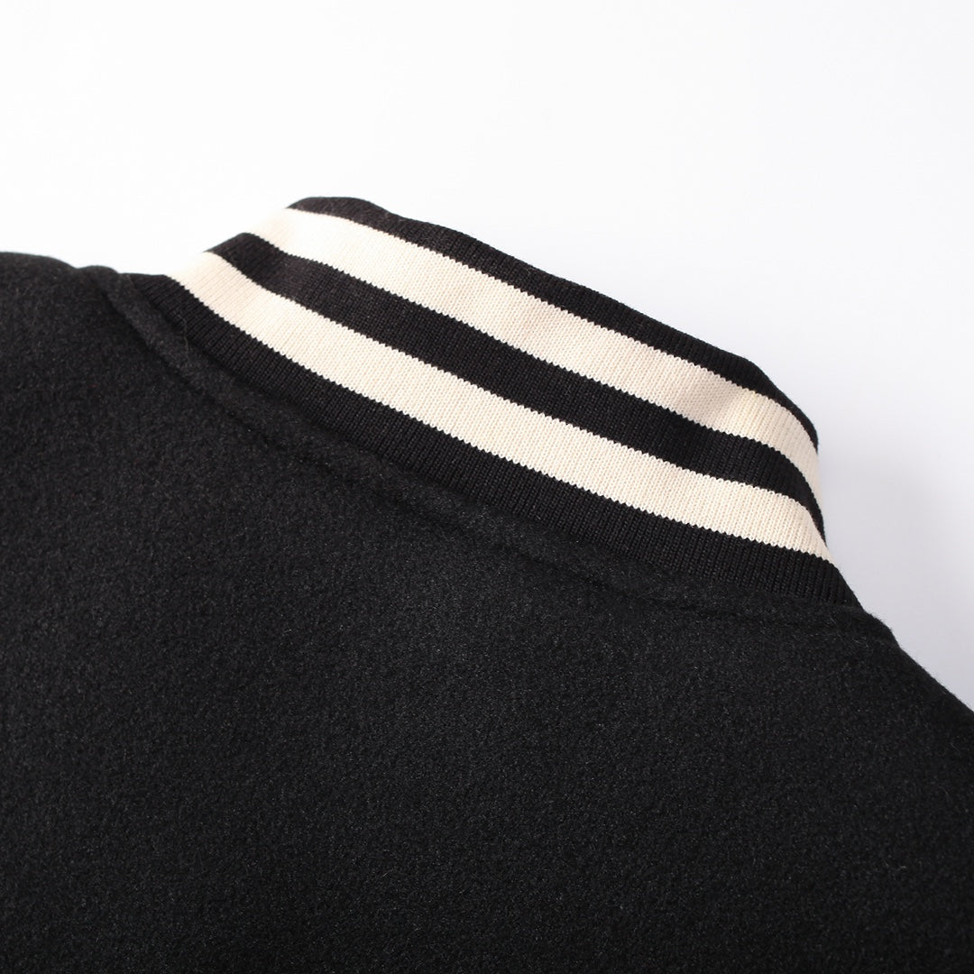 CHROME HEARTS HORSE SHOE LOGO VARSITY JACKET BLACK - Vanté®